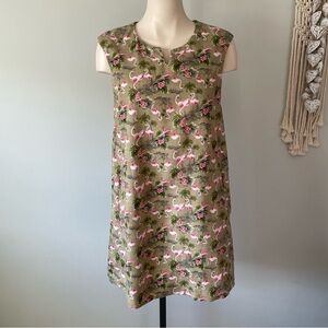 Paul & Joe Sister 100% Cotton Flamingo Mini Dress Sleeveless Made In France